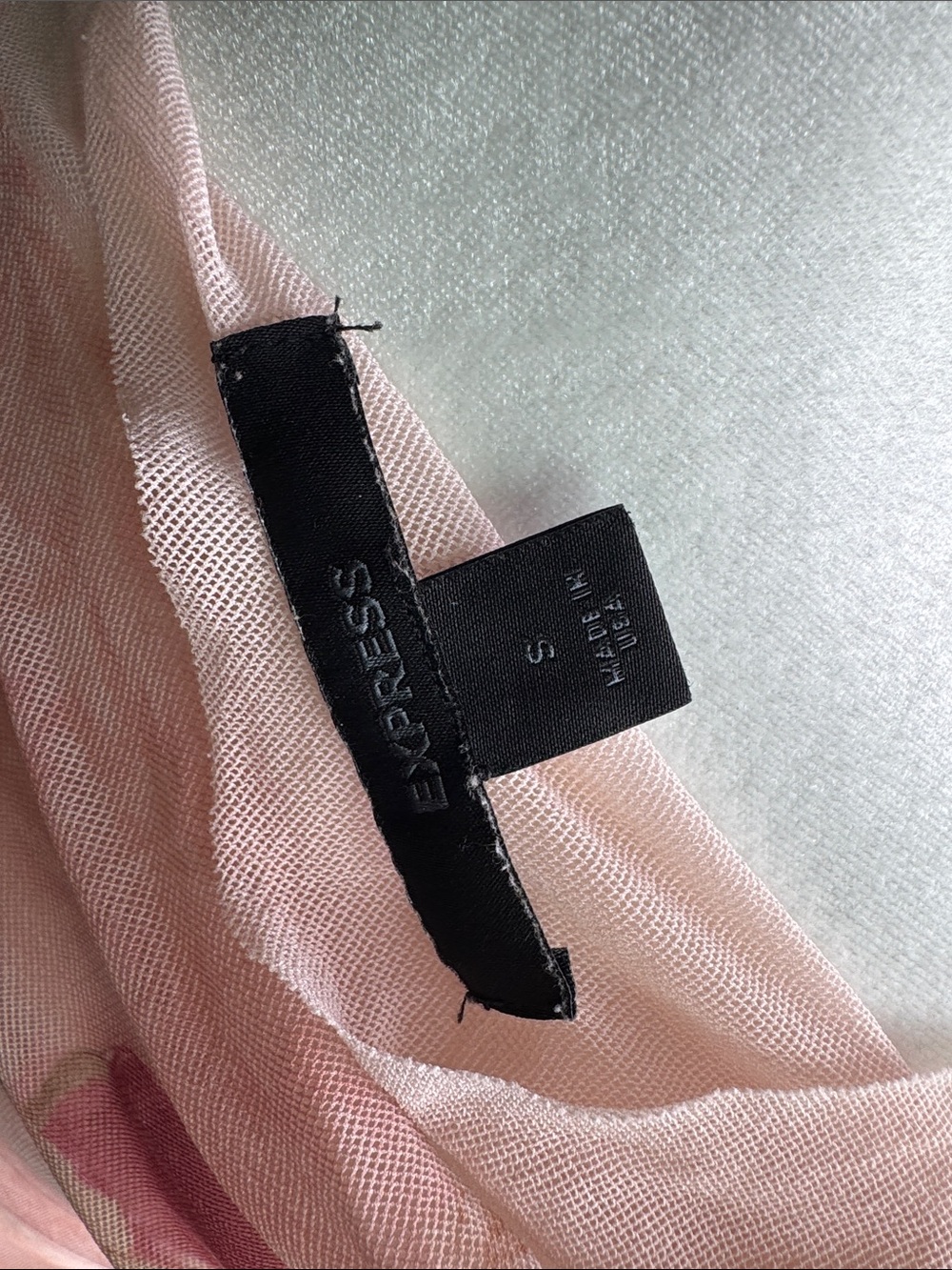 Express Peach-Pink Floral Wrap Top - Picture 6 of 6